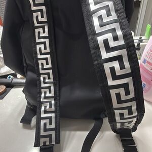 Versace Black and Silver Backpack
